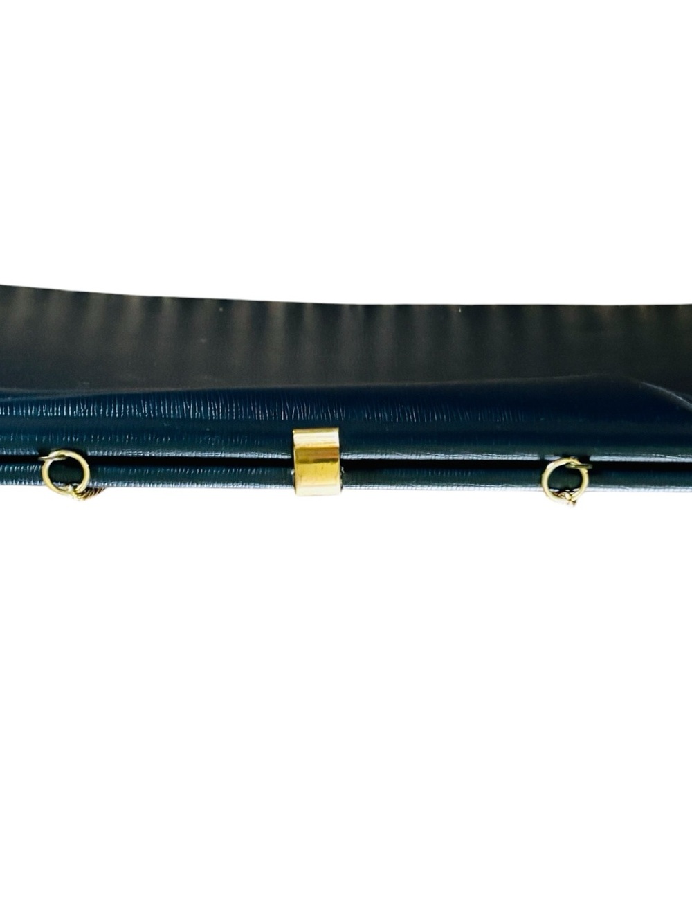 Vintage MCM Navy Gold Tone Chain-Handle Evening Clutch - Picture 7 of 10